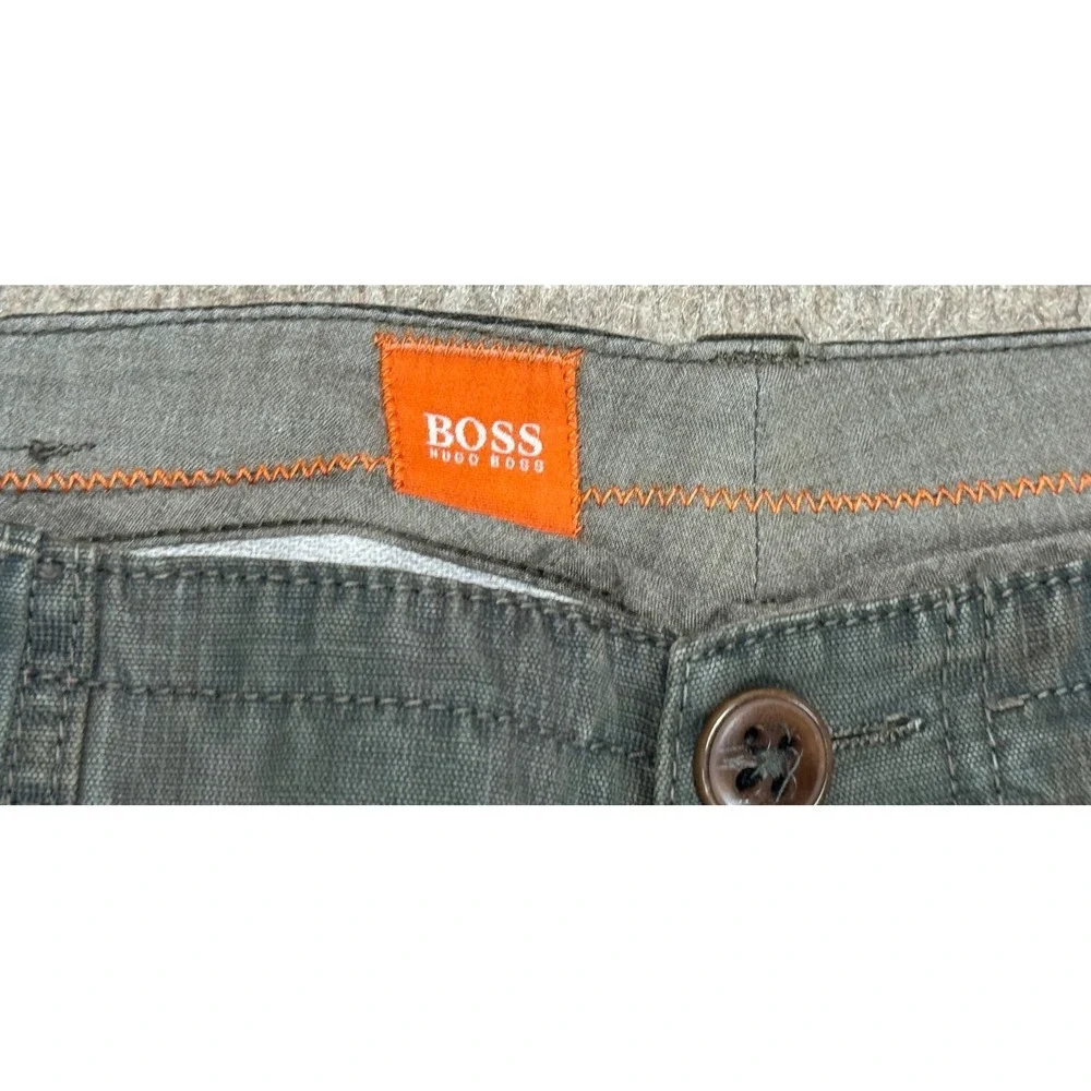Hugo Boss Button Fly Slash Pockets Men's Camo Khaki Pants Size 36x33
